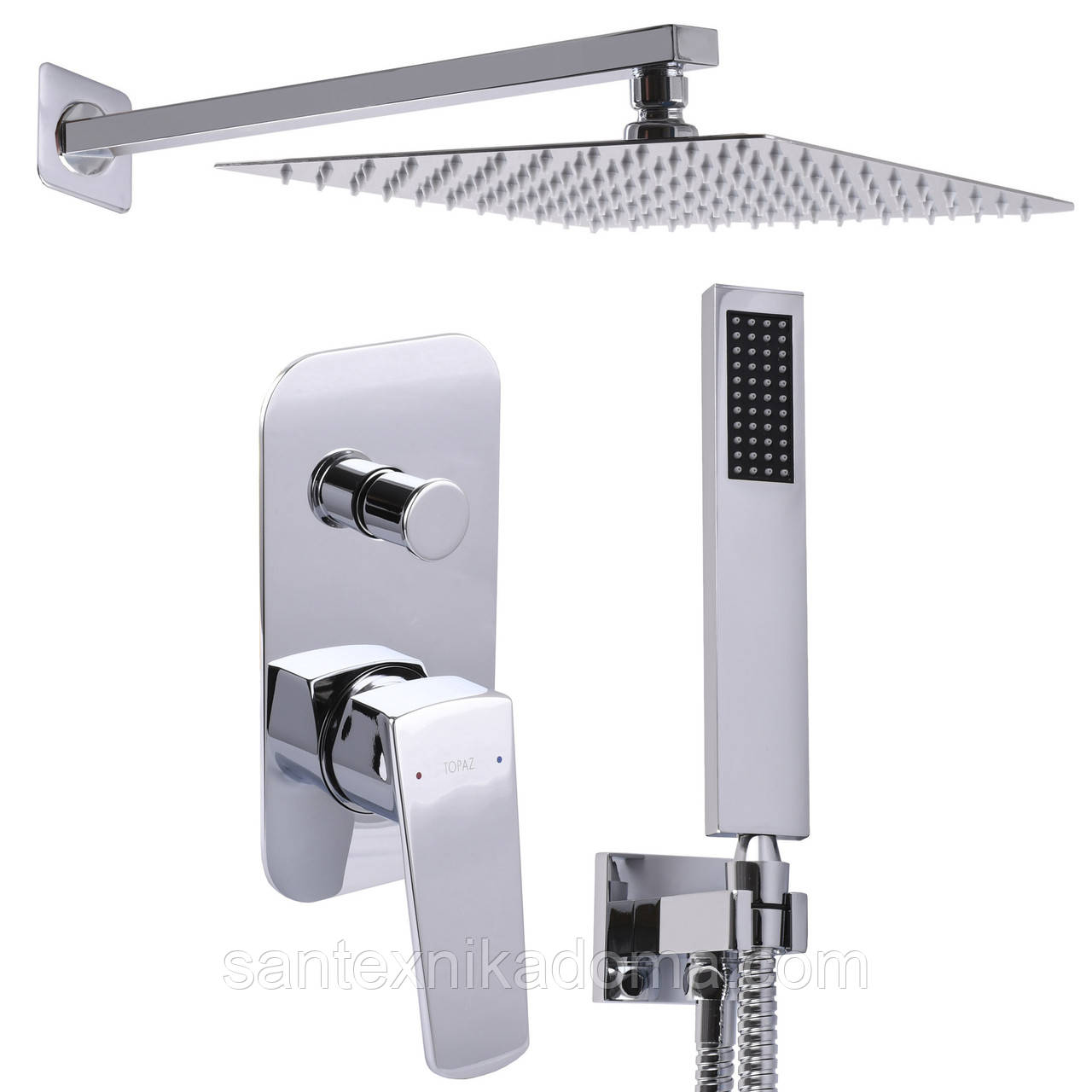 Душова система TOPAZ LEXI TLG 21205-H57 вбудована, лійка тропік 20*30см, змішувач без виливу латунь