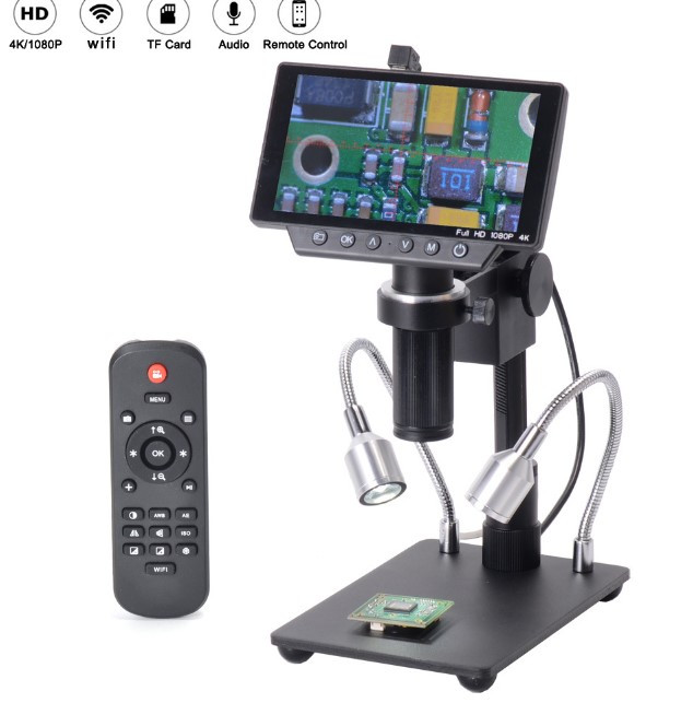Цифровий мікроскоп на штативі HY1070 5 дюймів екрана 16MP 4K 1080P 60FPS USB HDMI Wi-Fi 150X