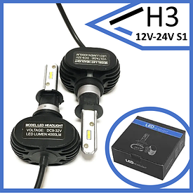 Світлодіодні LED-лампи для авто H3 12 V-24 V S1 6500 K 6000L 25 W діод CSP