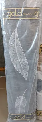 Набивна бязь Gold Lux 220 см малюнок велике пір'я на сірому, бавовняна тканина для постільної білизни в рулоні 50 м Пакистан, фото 4