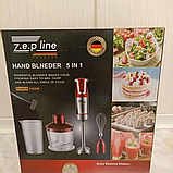 Потужний ручний блендер 1500 Ват Zepline універсальний подрібнювач міксер 5в1 з чашею 600 мл червоний, фото 5