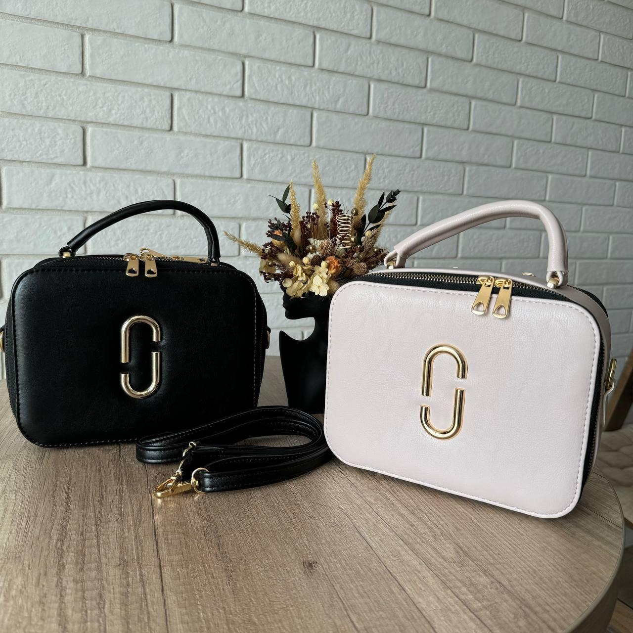 Стильна жіноча міні сумочка через плече Marc Jacobs, каркасна сумка чорна біла