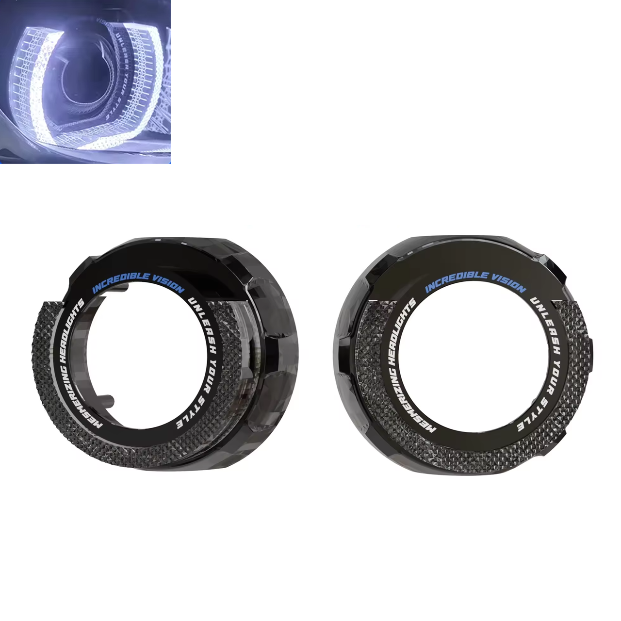 Маски для лінз з LED підсвіткою круглі 5D angel eyes white color BSmart Shroud 3.0 дюйма