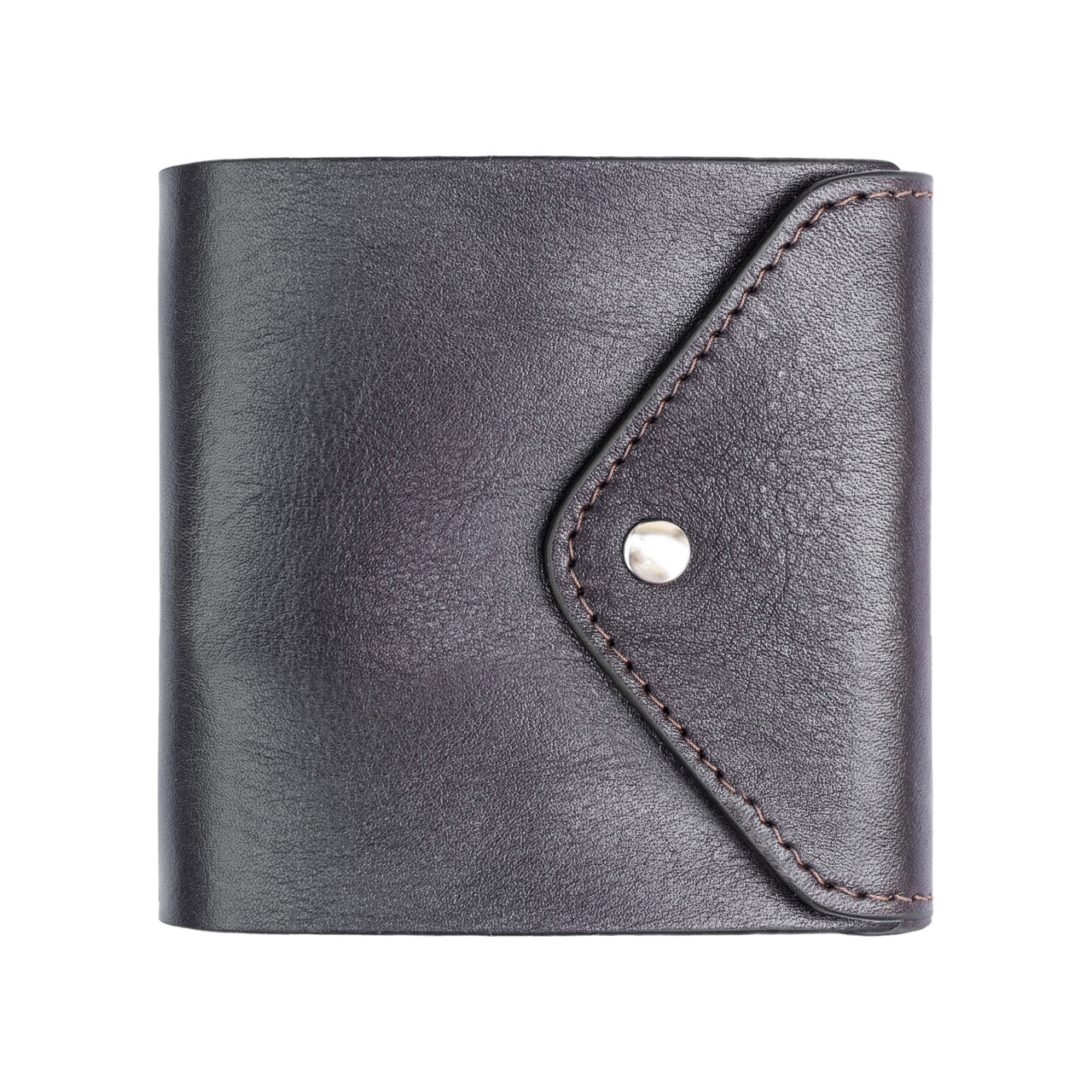 Чоловічий коричневий гаманець клатч з клапаном (кнопкою) ручної роботи з натуральної шкіри з монетницею Grande Pelle