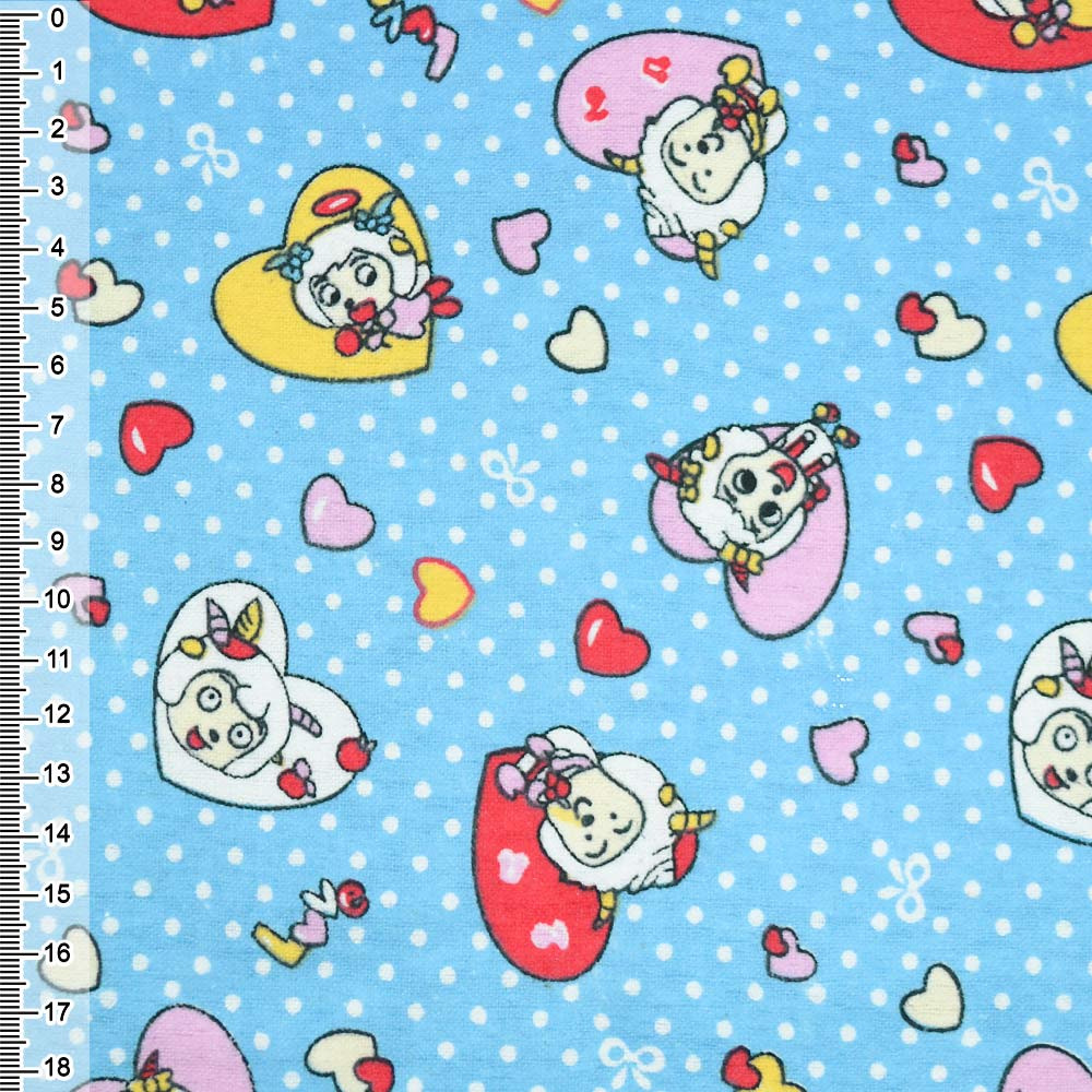 Фланель блакитна сердечка з козенятами ш.110