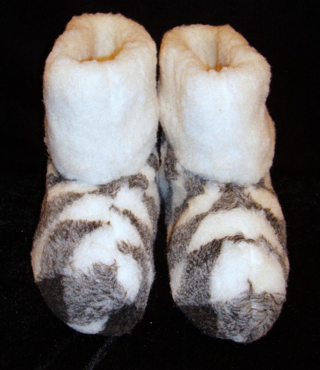 Чоботи Св. Миколая/Д. Мороза/Герої БІЛО-СІРІ хутряні зі 100% овчини (р-р 46), фото 1