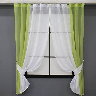 Кухонні шторки (280х170см.) на карниз 1,5м. Колір оливковий з білим. Код 083к 52-0913