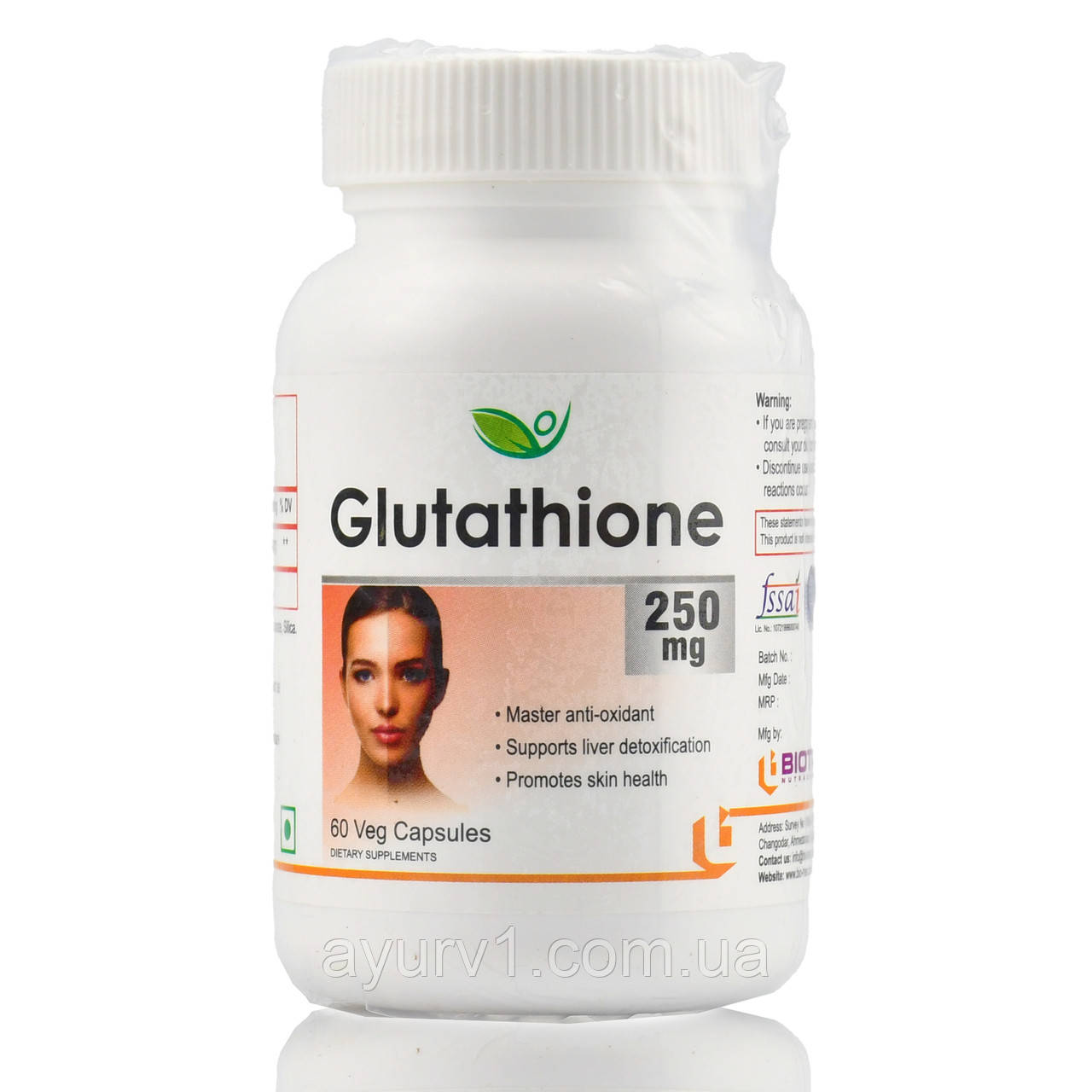 Глутатіон Glutathione Biotrex 60 veg.capsules антиоксидант, омолодження