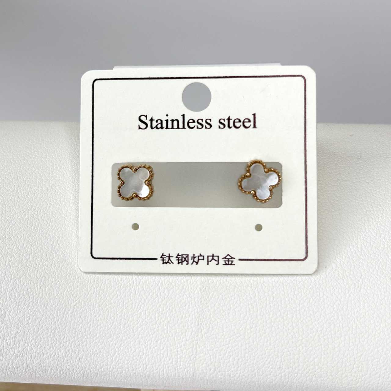 Сережки нержавіюча сталь Stainless Steel Ювелірна біжутерія Пусети гвоздики Золотистий 9 мм S15257