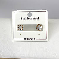 Сережки нержавіюча сталь Stainless Steel Ювелірна біжутерія Пусети гвоздики Золотистий 9 мм S15257