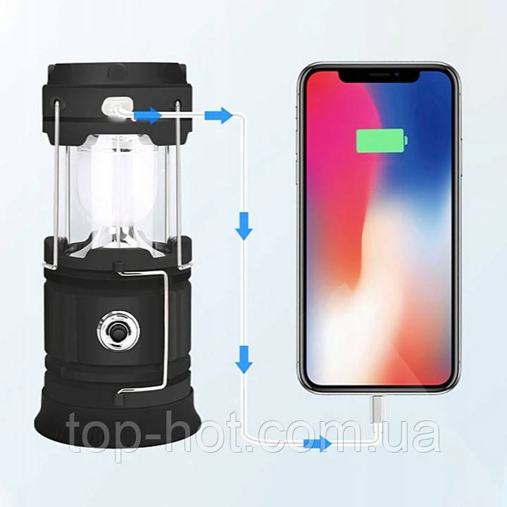 Акумуляторна лампа powerbank, складана конструкція, USB-вхід, підставка, з підвісним кронштейном - фото 1 - id-p2257178823