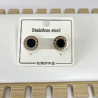 Сережки нержавіюча сталь Stainless Steel Ювелірна біжутерія Пусети гвоздики Золотистий 12 мм S15258