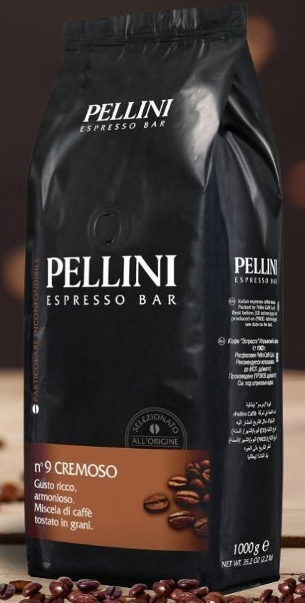 ОРИГІНАЛ! Кава в зернах Pellini #9 CREMOSO, 1кг 70/30 Італія (Pellini CREMOSO, Pellini Espresso Bar #9 CREMOSO)