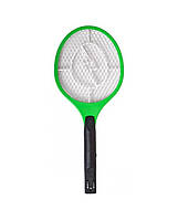 Электрическая мухобойка Rechargeable Mosquito-hitting Swatter трехслойная аккумуляторная Черно-зеленый