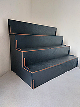 Стенд для виставок "Сходинки" з фанери чорний Стелаж для ярмарки. Торгова стійка з фанери. Стійка для товару