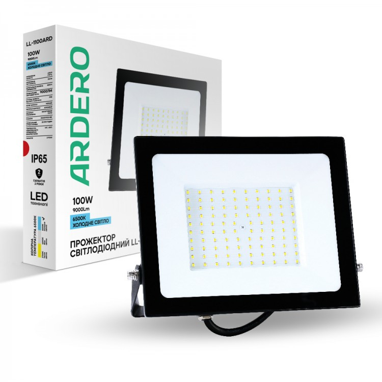 LED прожектор LL-1100ARD, 100 W, 6500 K, 9000 Lm, IP65, ARDERO, Арт.53978