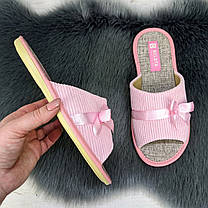 Тапочки жіночі домашні Белста з відкритим носком вельветові рожеві 2851, фото 4