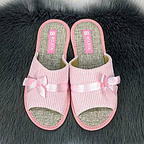 Тапочки жіночі домашні Белста з відкритим носком вельветові рожеві 2851, фото 5