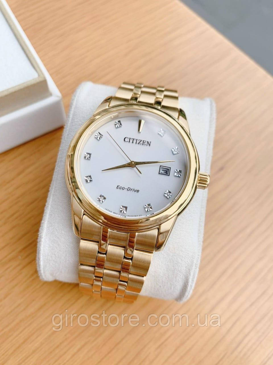 Японський чоловічий годинник Citizen Eco-Drive BM7342-50A. Діамантові мітки. Сонячна батарея, фото 1