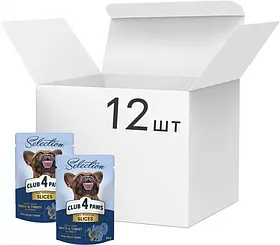 БЛОК 12шт Клуб 4 лапи вологий корм з качкою та індичкою в соусі для собак малих порід 0,085кг