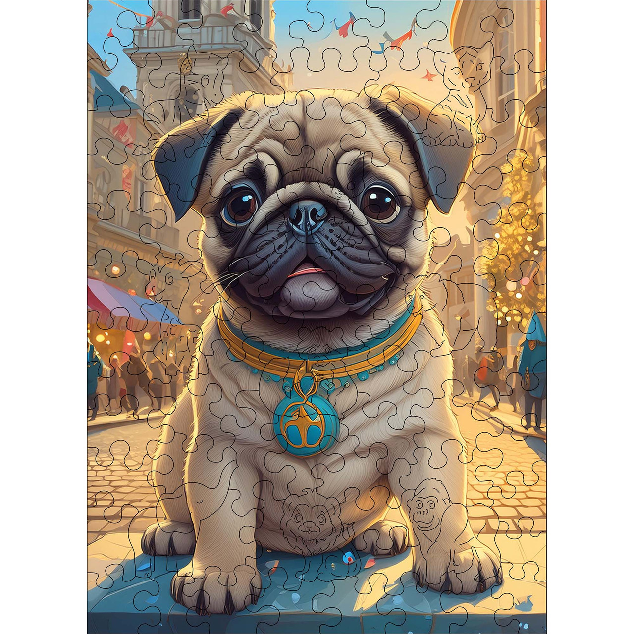 Дерев'яний дитячий пазл Woods Story Мопс, фото 1