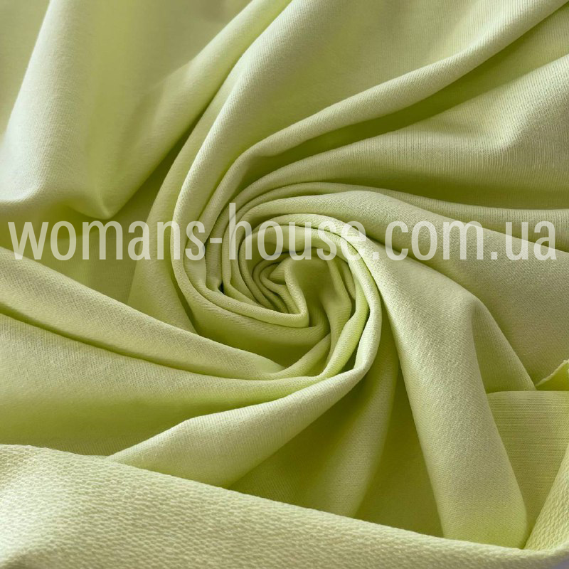 Двонитка трикотаж петля бавовняна 180 см Туреччина Лайм, фото 1