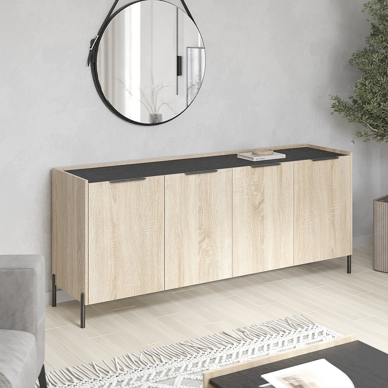 Комод Ларго на ніжках 800х1900х450 мм Дуб Сонома/МОРСКОЕ ДЕРЕВО КАРБОН, фото 1