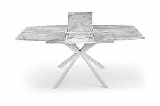 Стіл обідній розкладний на металевій ніжці Річард 140 Мікс меблі, колір білий + стільниця базальт, фото 2