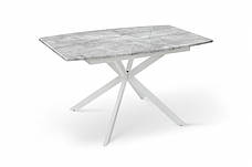 Стіл обідній розкладний на металевій ніжці Річард 140 Мікс меблі, колір білий + стільниця базальт, фото 4