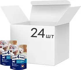 БЛОК 24шт Клуб 4 лапи вологий корм з ягням в соусі для собак малих порід 0,1кг
