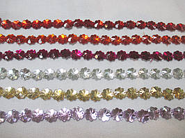 Тасьма стрази "Квіточка" 12 мм червона Тесьма со стразами