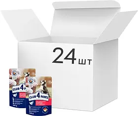 БЛОК 24шт Клуб 4 лапи вологий корм з індичкою в соусі для цуценят 100г