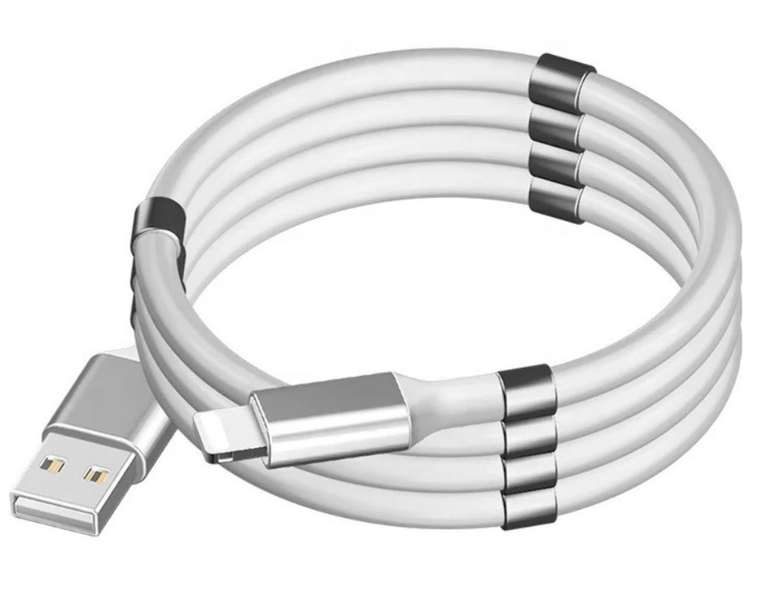USB КАБЕЛЬ МАГНІТНИЙ SUPERCALLA LIGHTNING 2.1A 1M БІЛИЙ