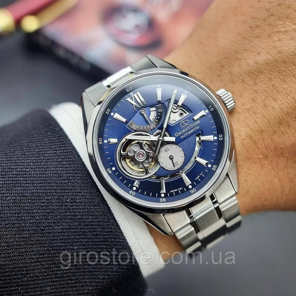 Японський годинник ORIENT STAR RE-AV0003L00B — сапфір, механіка з автопідзаводом від руху, індикатор запасу ходу, фото 1