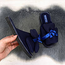 Тапочки жіночі Белста відкриті темно-сині на пінковій підошві з великим бантом 2951, фото 2