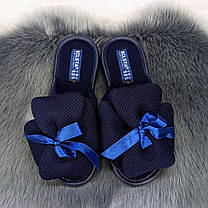 Тапочки жіночі Белста відкриті темно-сині на пінковій підошві з великим бантом 2951, фото 3