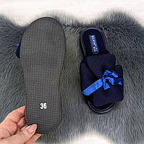 Тапочки жіночі Белста відкриті темно-сині на пінковій підошві з великим бантом 2951, фото 5