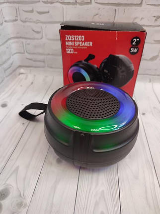 Колонка ZQS-1203 Mini Speaker LED Bluetooth (Чорний), фото 3
