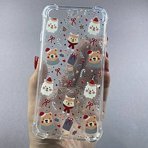 Чохол для Apple iPhone 8 силіконовий чохол із новорічними звірятами на телефон айфон 8 прозорий L9E