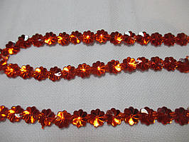 Тасьма стразі "Квіточка" 12 мм оранжева.Тсьма зі стразами