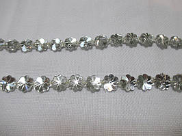 Тасьма стрази "Квіточка" 12 мм біла. Тесьма со стразами