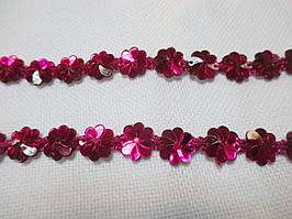 Тасьма стрази "Квіточка" 12 мм малинова. Тесьма со стразами