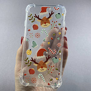Чохол для Apple iPhone 8 силіконовий чохол з новорічним оленем на телефон айфон 8 прозорий L9E