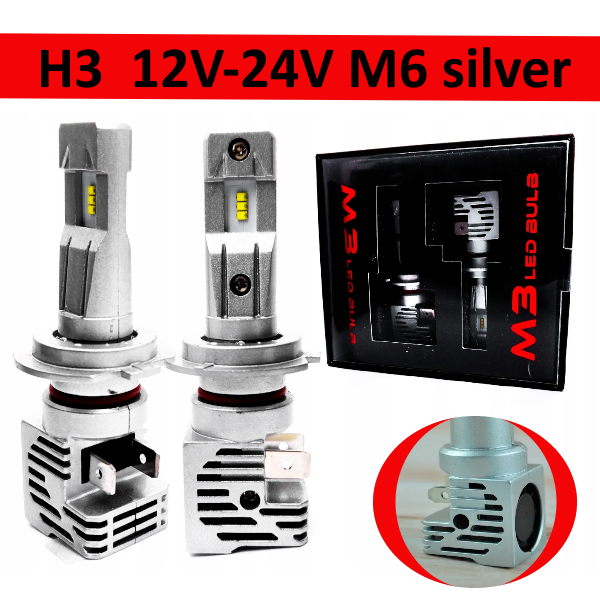 Світлодіодні LED лампи для авто Н3 12V-24V M3 silver 6500K 6500L 48W радиаторор