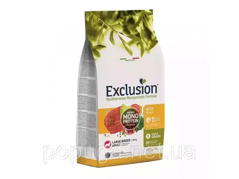 Exclusion (Ексклюжн) Adult Beef Large Breed сухий монопротеїновий корм для дорослих собак великих порід, ЯЛОВИЧИНА 12кг