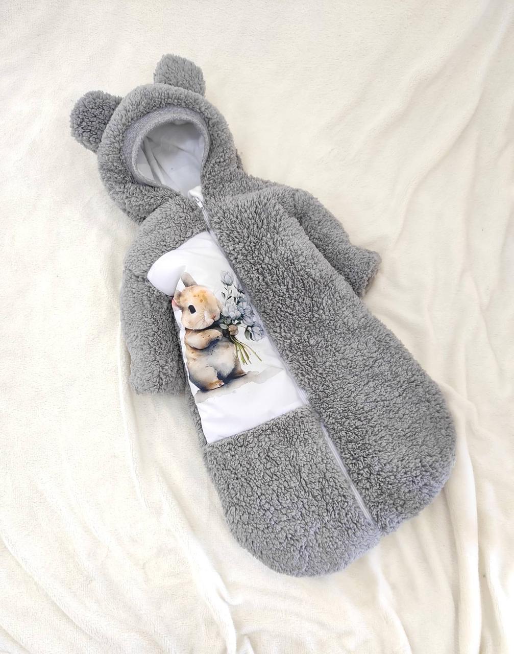 Зимовий дитячий теплий комбінезон для новонародженого на флісі 0-6 міс підійде для виписки