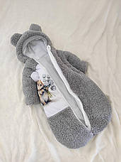 Зимовий дитячий теплий комбінезон для новонародженого на флісі 0-6 міс підійде для виписки, фото 2