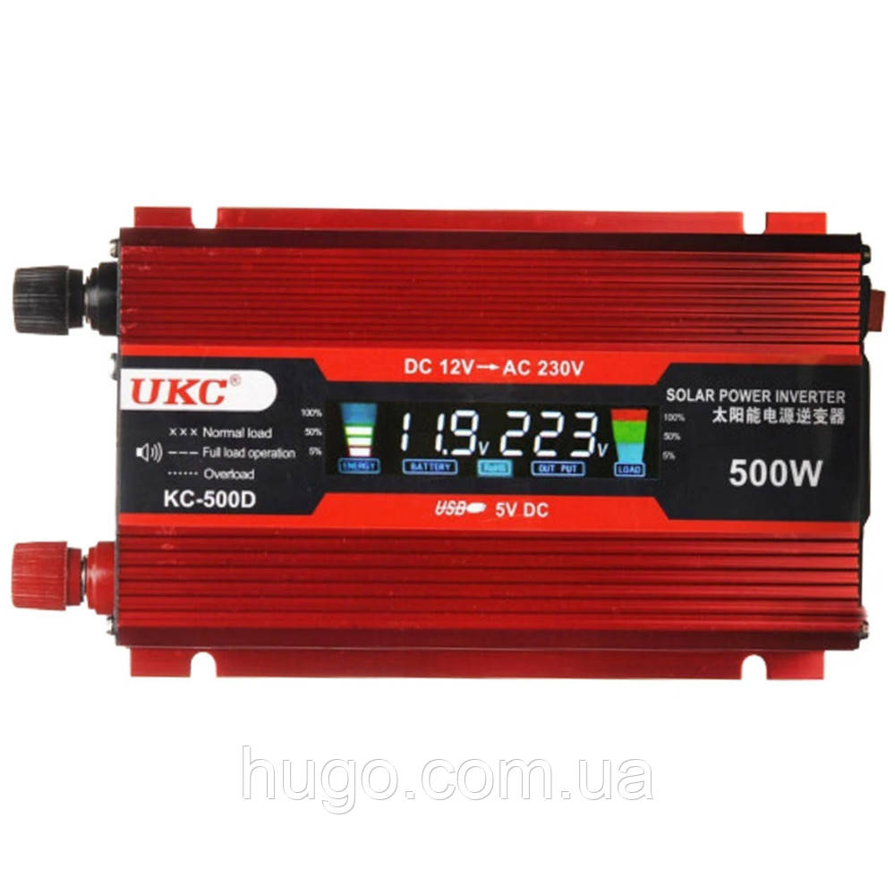 Перетворювач напруги з дисплеєм 500W, AC/DC KC-500D / Автомобільний інвертор