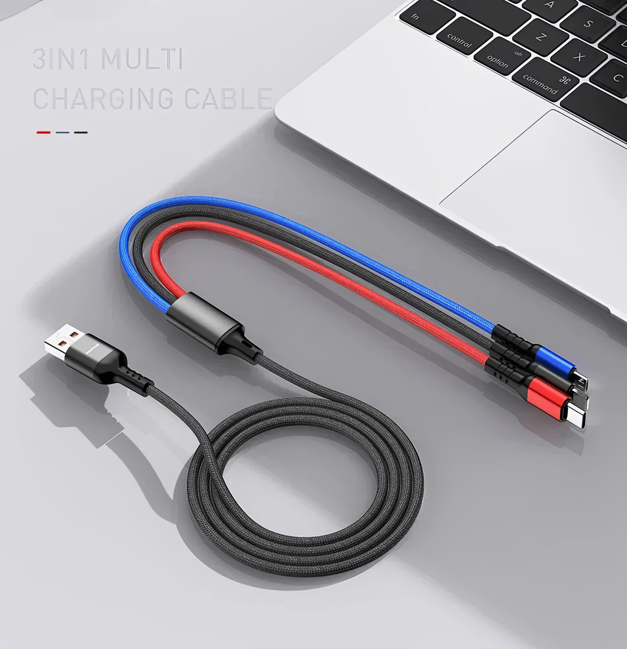Шнур для заряджання телефону Awei CL-971 3в1, кабель lightning, micro usb, type c для заряджання, фото 1