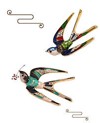 Брошка "Ластівка" 5х3см, елегантна брошка для костюма, брошка, інтер'єр